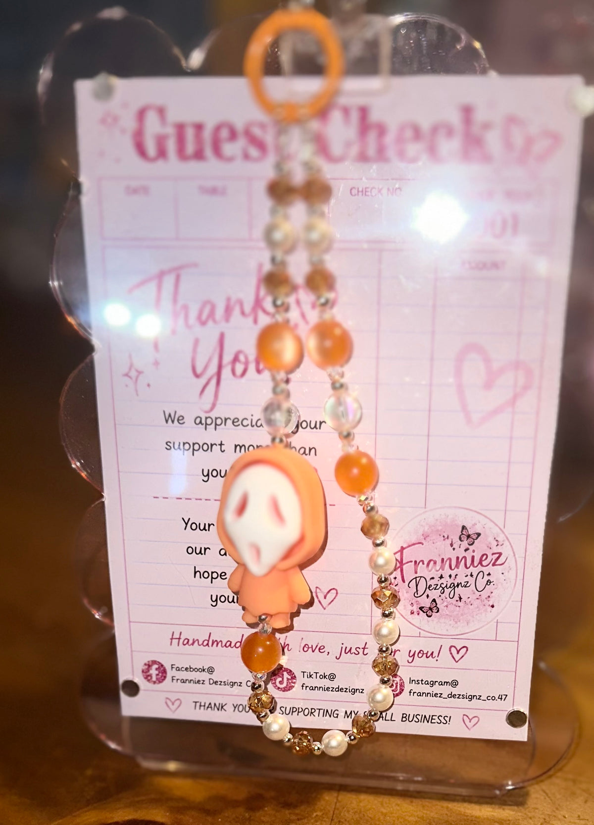 Pink Scream Phone Chain | Beaded Phone, Wallet & Bag Charm