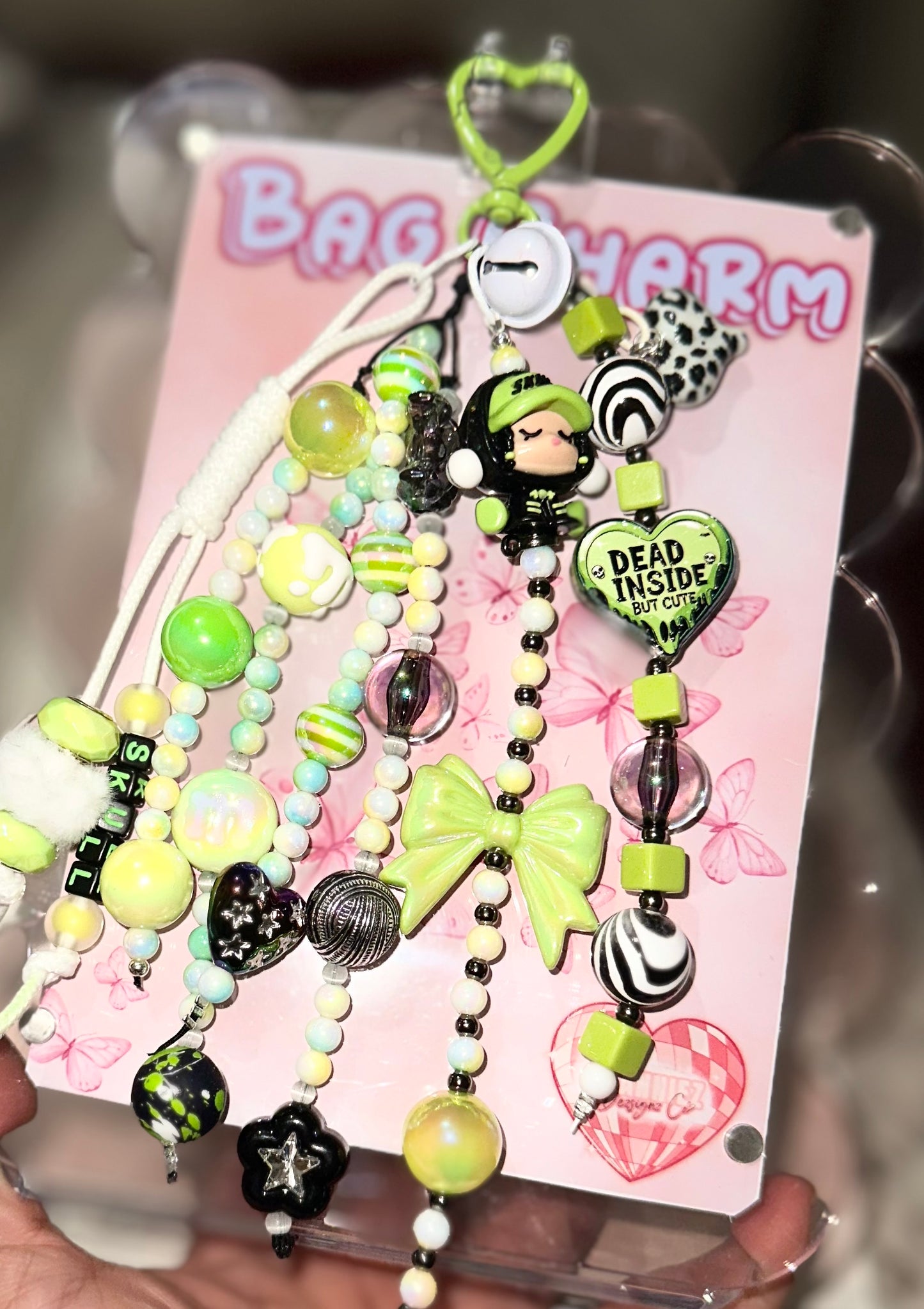 Skull Panda Handmade Beaded Bag Charm