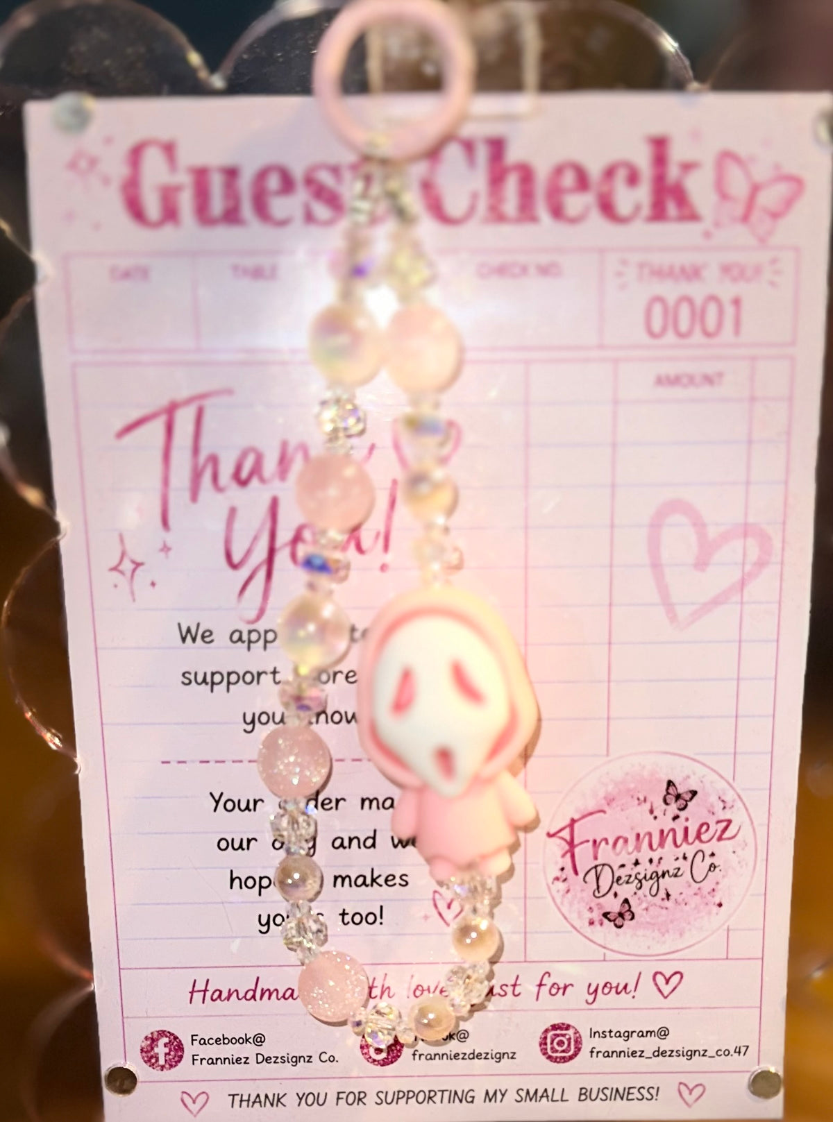 Pink Scream Phone Chain | Beaded Phone, Wallet & Bag Charm