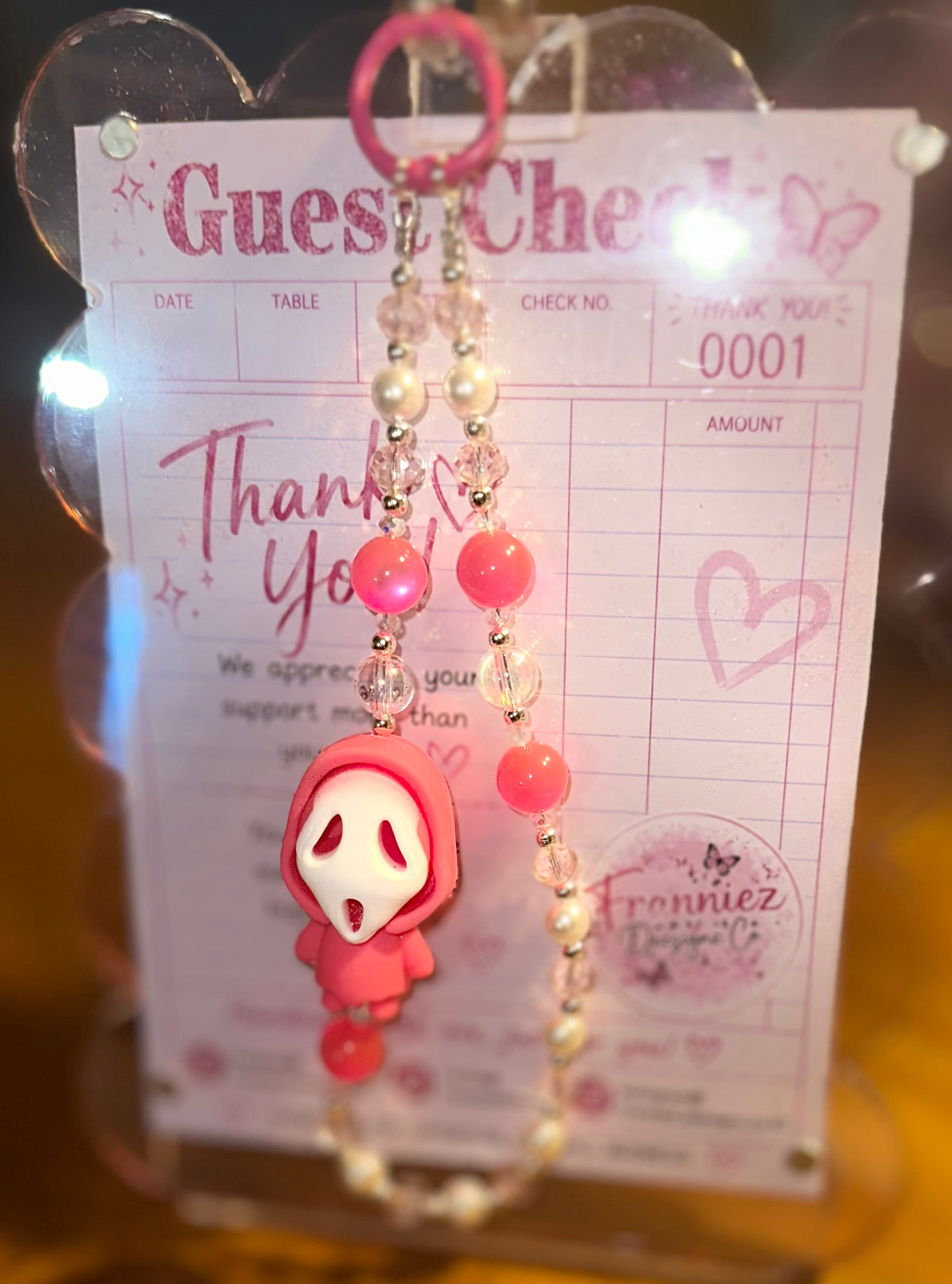Pink Scream Phone Chain | Beaded Phone, Wallet & Bag Charm