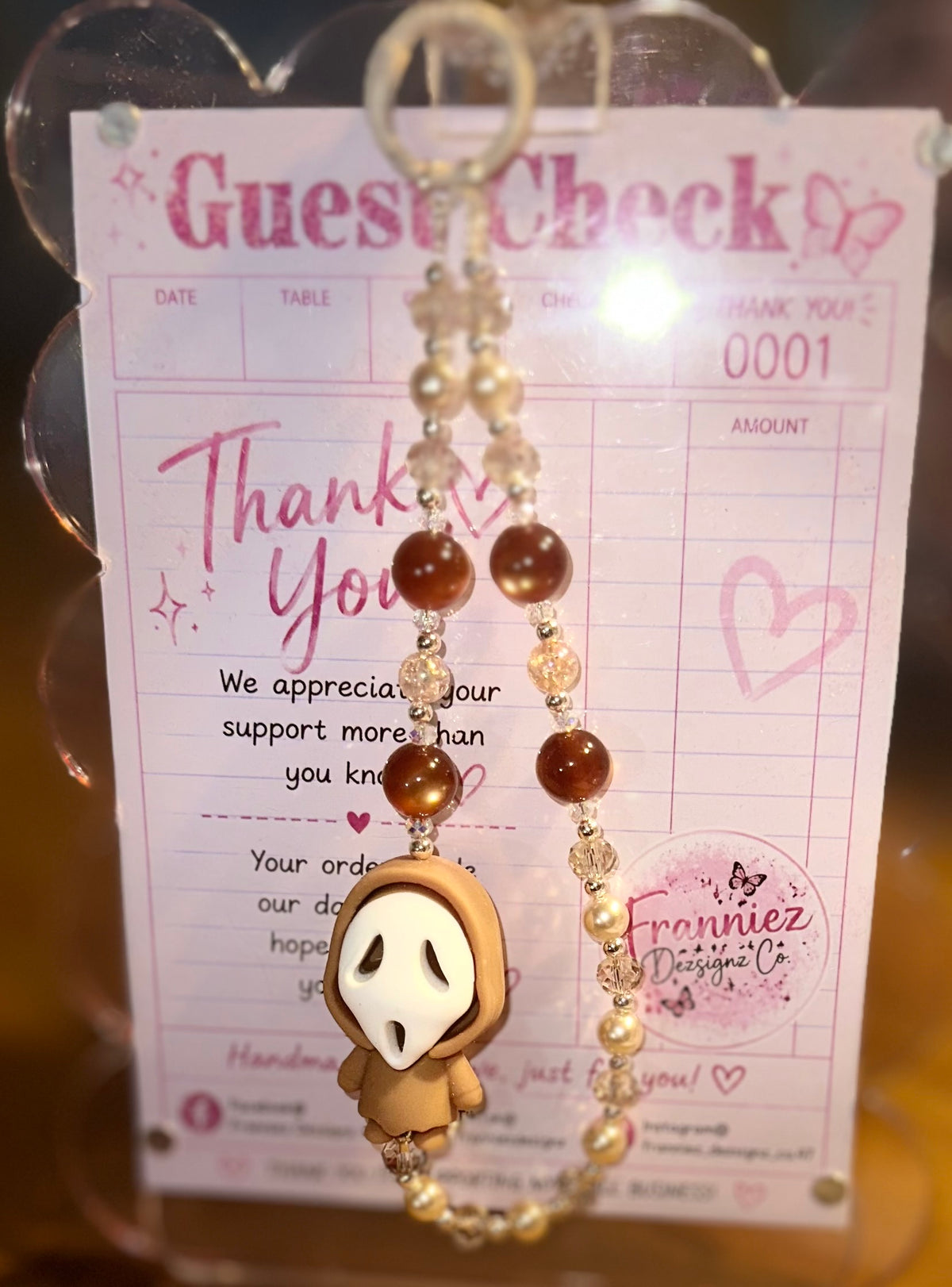 Pink Scream Phone Chain | Beaded Phone, Wallet & Bag Charm