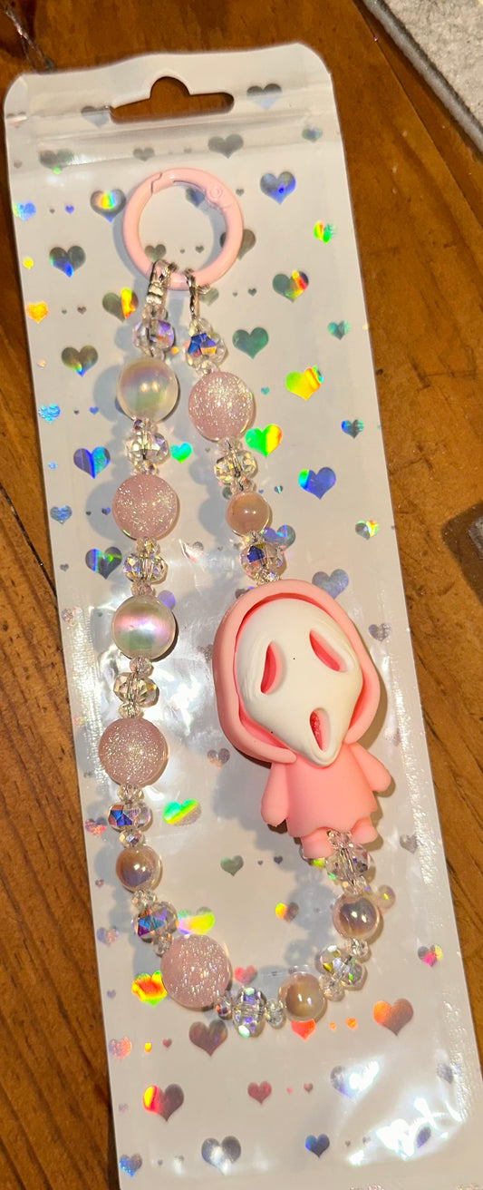 Pink Scream Phone Chain | Beaded Phone, Wallet & Bag Charm