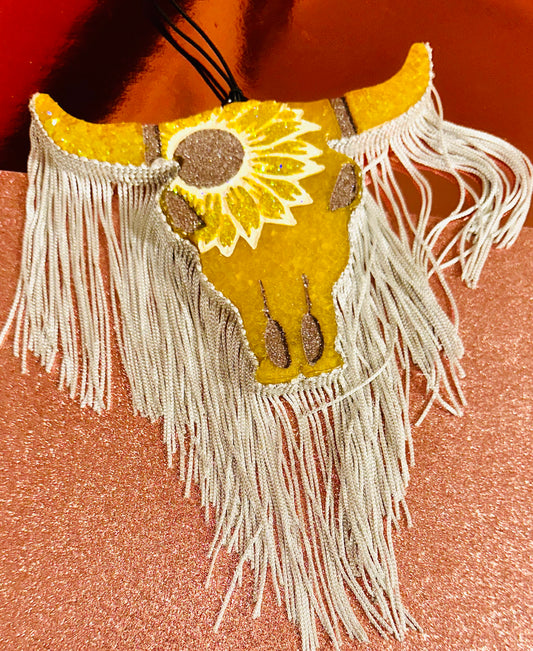 Handmade Bull Skull Fringe Freshie|Western Car Air Freshener