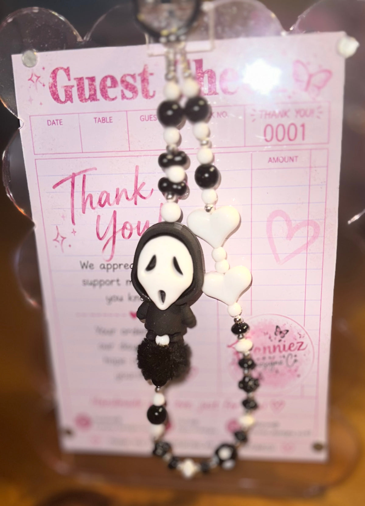 Pink Scream Phone Chain | Beaded Phone, Wallet & Bag Charm